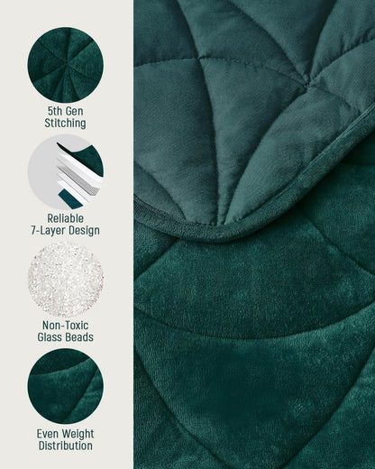 Weighted Lap Blanket 7 lbs for Adults, Luxury Soft Small Weighted Blanket, Compact Portable Weighted Lap Pad for Relaxation, Sleeping, Travel, All-Season Use, Forest Green, 40" x 52"