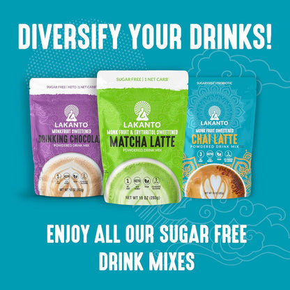 Lakanto Sugar Free Chai Latte Drink Mix - Monk Fruit Sweetened, Iced Chai or Hot Chai Tea, Vegan, Probiotics, Rich Flavor, Chai Spices, Keto Diet Friendly (9.9 Oz)