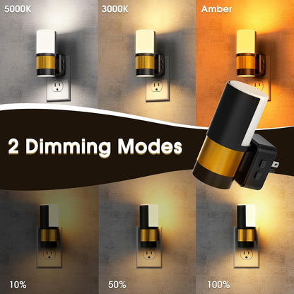 Briignite Night Lights Plug into Wall, Modern LED Night Light Plug in, Dusk to Dawn Sensor,Amber Night Light 0-100LM Adjustable Brightness, Dimmable NightLight for Hallway, Bedroom, Stairway, 2 Pack