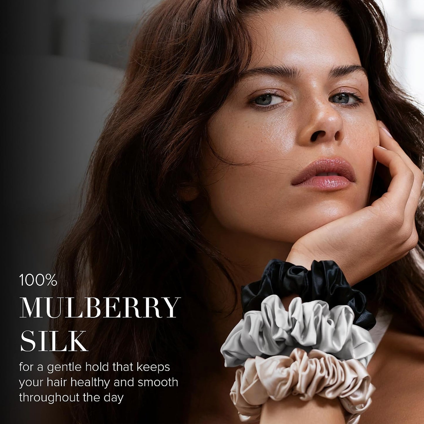 slip Back to Basics Black Midi & Large Scrunchie Set | Includes 2 Midi & 1 Large Pure Silk Scrunchies | 100% Mulberry Silk, Anti-Crease, Gentle on Hair, Prevents Breakage | Stylish & Durable