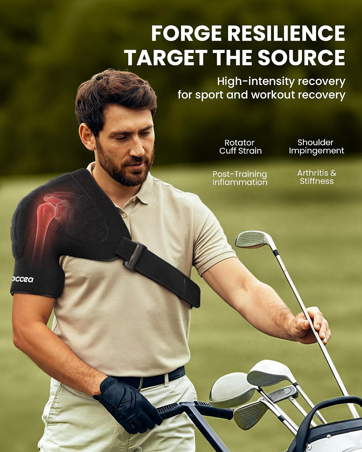 Tolaccea Shoulder Ice Pack Brace with Integrated Triple-Layer Coldfocus Gel, Shoulder Compression Frozen Sleeve with 40-Min Cold & Hot Therapy for Rotator Cuff, Tendonitis, Surgery Recovery