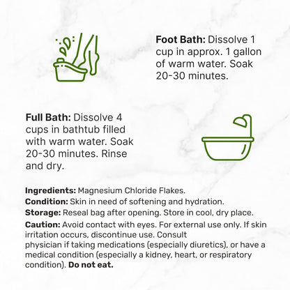 Pure Magnesium Flakes Bath Soaks, 10lbs - Natural Epsom Salt Substitute | High-Absorption Magnesium Chloride Flakes | Hydrates Skin & Promotes Relaxation