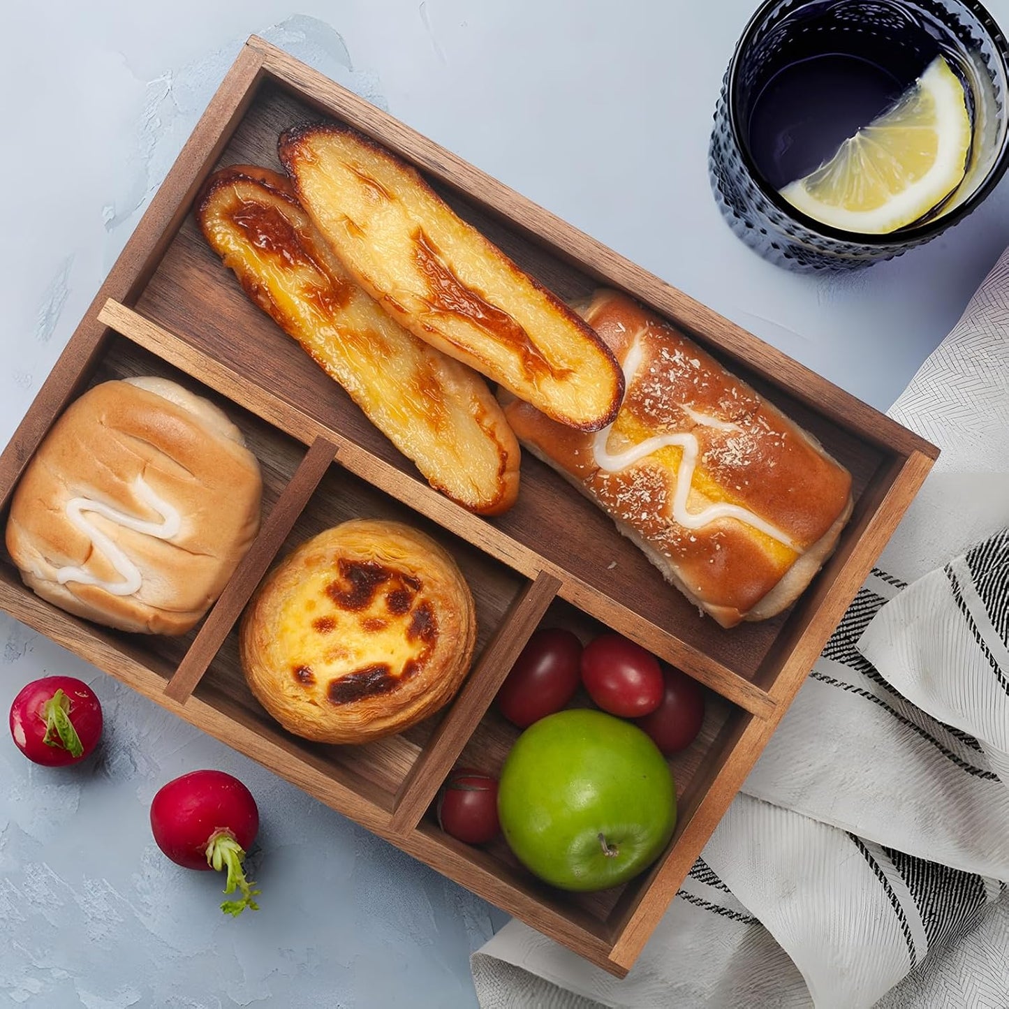 Tea Bag Holder, Acacia Wood Tea Bag Storage Organizer, Tea Candy Basket