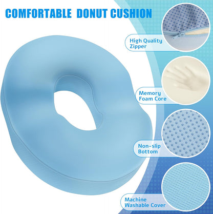 BlissTrends Donut Pillow Seat Cushion,Donut Chair Cushions for Postpartum Pregnancy & Hemorrhoids,Tailbone Pain Relief Cushion,Memory Foam Lifting Cushions for Office&Home Chairs (Black)