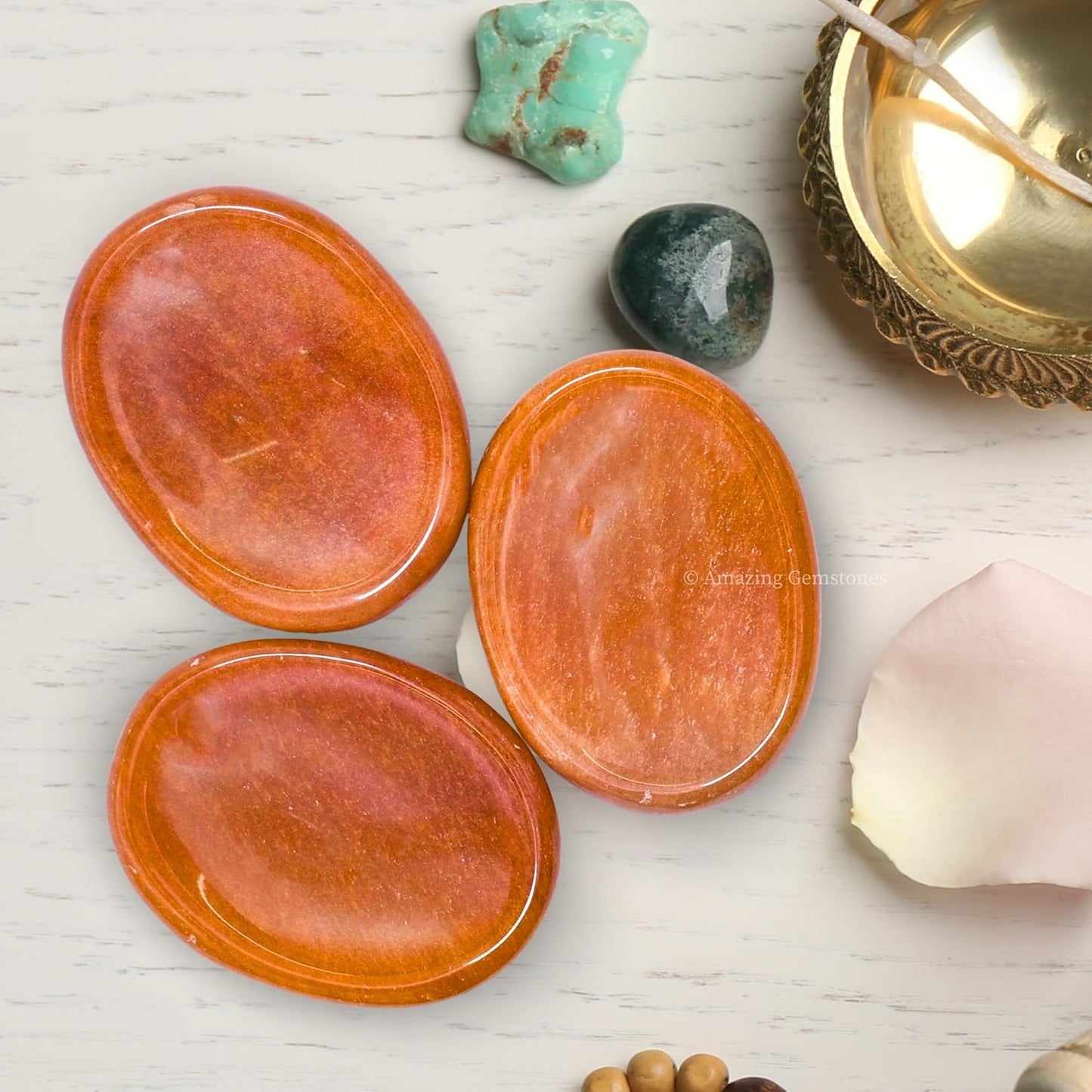 Amazing Gemstone Labradorite Thumb Worry Stone, Anxiety Stone, Healing Crystals - Piedra Crystal Fidget for Gift, Meditation, Calming, Relaxation, Stress Relief - Colors C