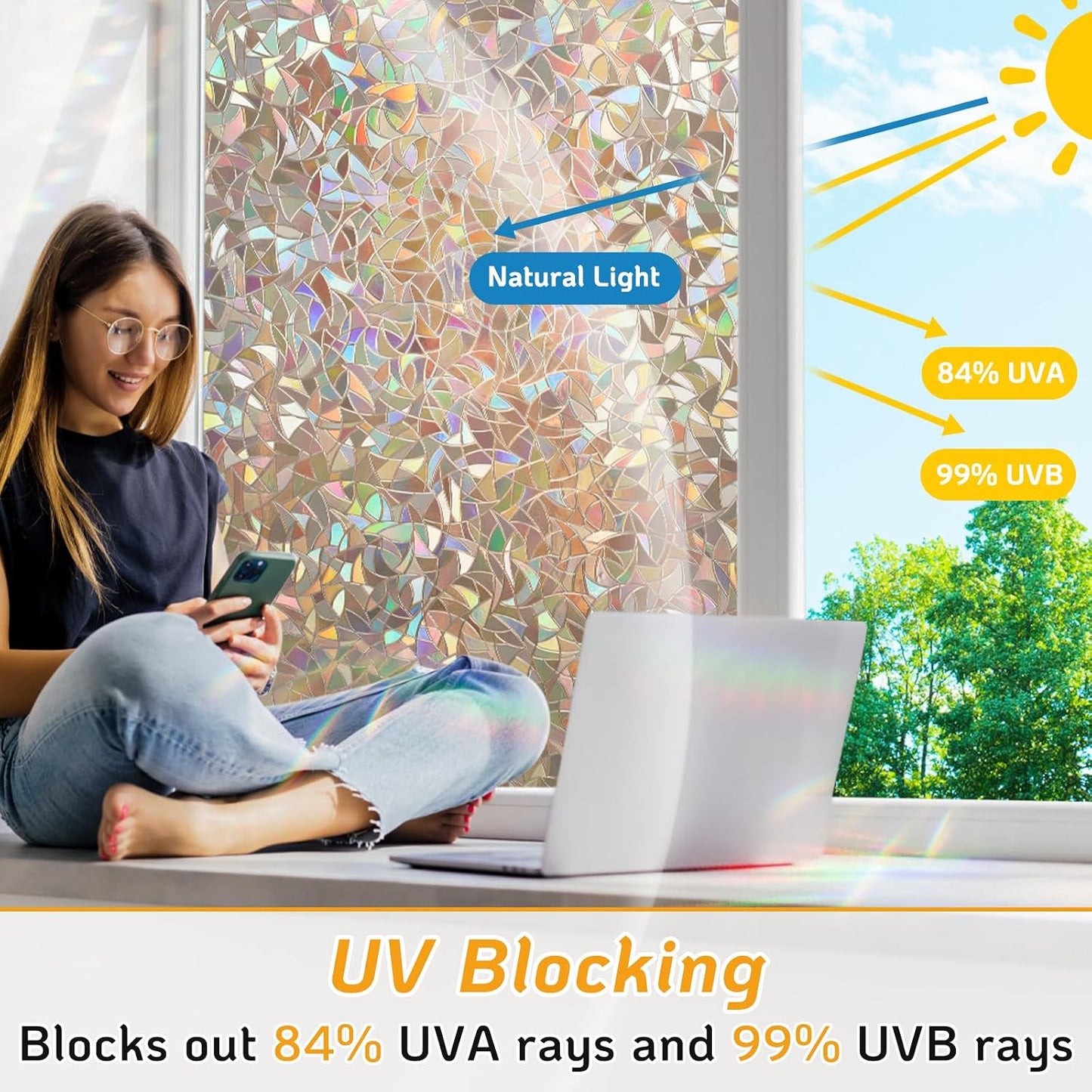 LUTE Blackout Window Film, Window Tint for Home Privacy, 17.5" x 78.7"