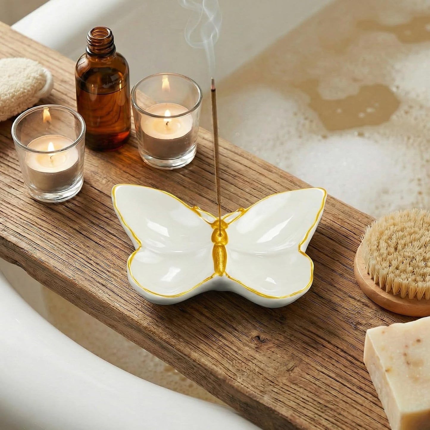Frog Incense Holder for Sticks, Handmade Ceramic Holder for Burning Sage Sticks, Palo Santo, Cone and Backflow, Incense Burner for Meditation Room Home Decor, Frog Spiritual Gifts for Women