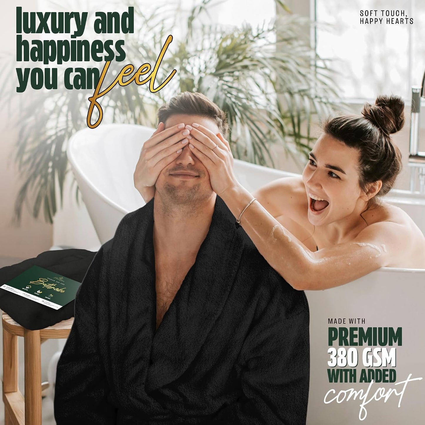 Pearl Linens Cotton Terry Shawl Collar Bathrobe - Soft, Lightweight & Absorbent Unisex Spa Robe for Women & Men - 1 Piece