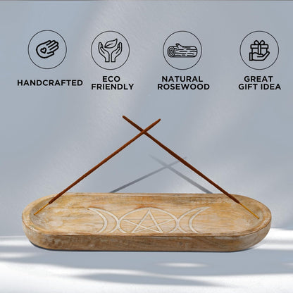 Incense Holder-Incense Burner/Ash Catcher-Handmade Wooden Insence Tray Home Decor 11x4x1.2 Inches