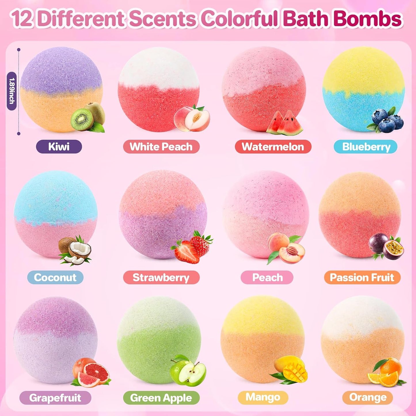 Bath Bombs for Kids with Surprise Inside, 24 Pack Kids Bath Bombs with Toys Inside Gift Set, Kid Bubble Bath Fizzy for Girls Boys with Bath Toys