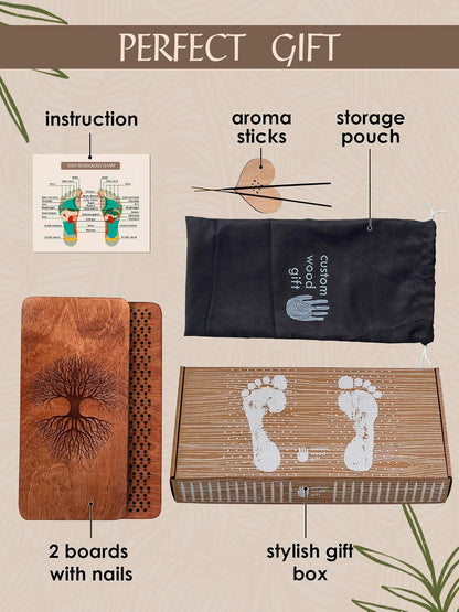 Sadhu board, Wooden Yoga Board for Acupressure and Meditation with Nails for Deep Tissue Massage, Acupuncture Massage, Nails Distance 0.39 In (10 mm)