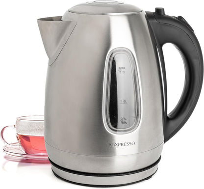 Mixpresso Electric Kettle Temperature Control, Hot Water Kettle Electric, Cordless 1 Liter Capacity, Keep Warm & LED Indicator, Auto-Shutoff, Boil-Dry Protection, Stainless Steel Electric Kettle