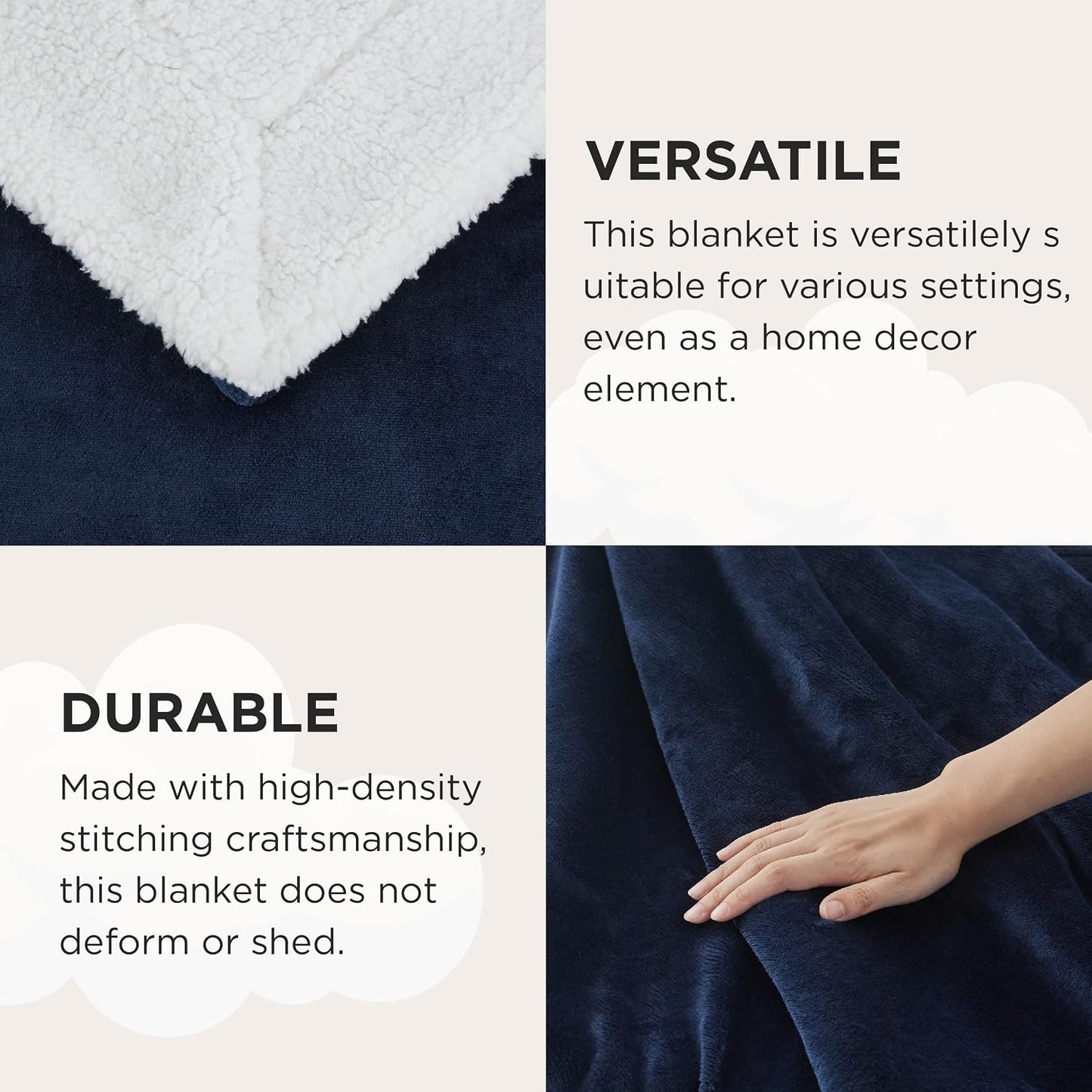 Bedsure GentleSoft Sherpa Fleece Throw Blanket for Couch, Non-Heated, Thick & Warm Cozy Blanket for Winter, Soft Fuzzy Plush Throw Gifts for Women and Men, Grey, 50x60 Inches