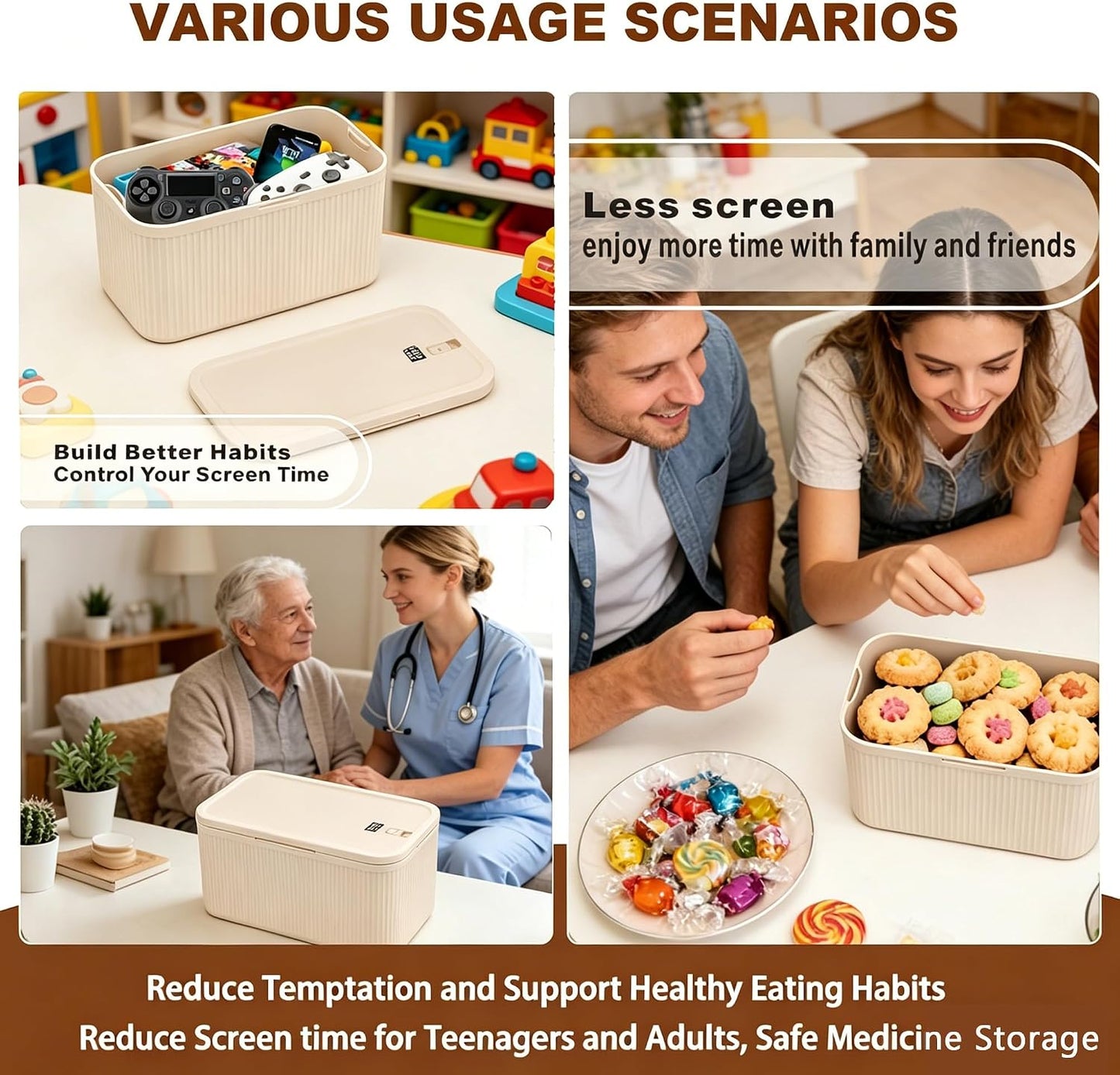 Medication Lock Box,Small Lockable Storage Box with Combination Code for Phone,Medicine Safe,Food, Home,Refrigerator,Office,Personal Items,Travel,Gift