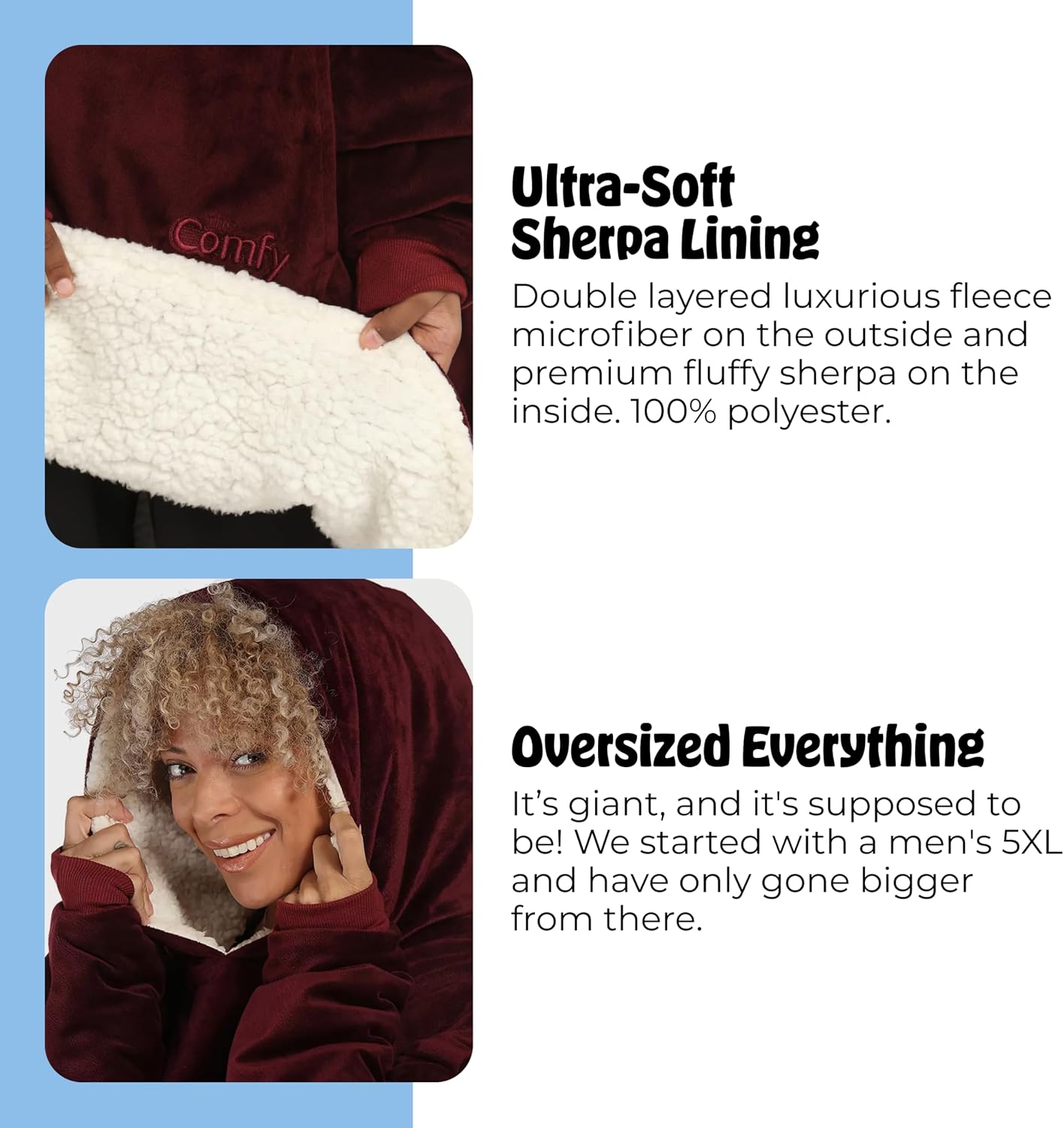 THE COMFY Original | From Shark Tank | Patented | Oversized Sherpa Wearable Blanket Hoodie| Gift for Women & Men | One Size