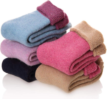 EBMORE 5 Pairs Women Merino Wool Boot Socks Warm Thermal Winter Thick Hiking Cozy Cabin Crew Comfy Socks for Ladies