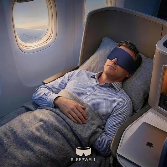 Sleep Mask for Men, Blackout Eye Mask for Sleeping, Hypoallergenic Ultra-Lightweight Full Coverage Blindfold with Quiet Adjustable Strap, Reversible & Cooling – for Airplane Travel