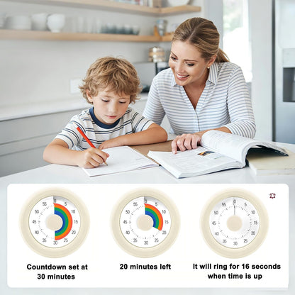 60 Minute Visual Timer with Silent Operation Visual Countdown Timer Rainbow Disk 60 Minute Countdown Timer Task Reminder Home and Kitchen Timer for Kids Desk, Office Meetings (Green)