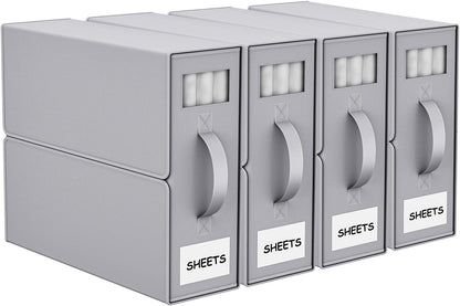 Bed Sheet Organizers and Storage, Foldable Fabric Storage Bins for Bed Sheets Duvet Covers Pillowcases, Closet Organizer, Storage Container Boxes for Blankets, Clothes ((Queen or King), Grey)