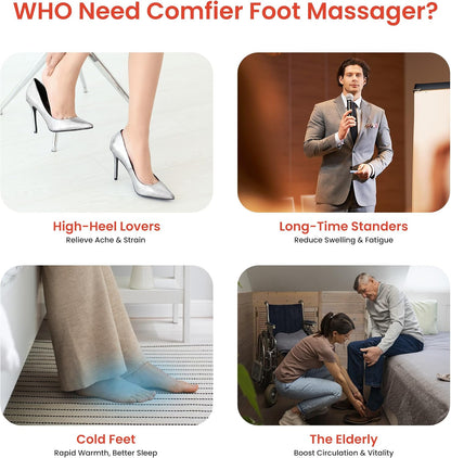 COMFIER [2026 Gift for Men,Women,Shiatsu Foot Massager with Fast Heat,Kneading Rolling Compression,Extra Vibration, FSA Eligible HSA Store, Plantar Fasciitis,Neuropathy Pain, Bigger Size 13IN