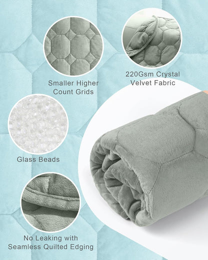 Cottonblue Weighted Lap Blanket 7lbs, Cozy Luxury Crystal Velvet Weighted Blanket for Adults, Small Weighted Blanket for Relaxation, Sleeping, Travel, Grey, 29" x 24"
