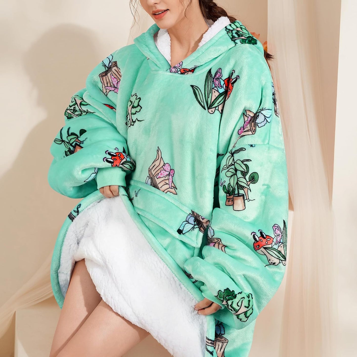 Narecte Cozy Oversized Blanket Hoodie Wearable Blanket Adults Soft Hooded Blanket Hoodie Birthday Gifts for Women Christmas - Colors B