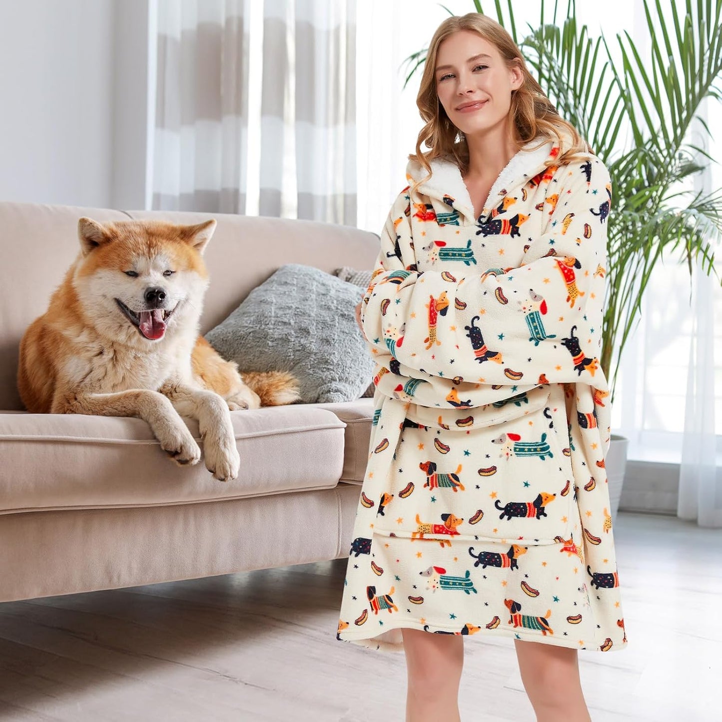 Fiosnow Sun and Moon Blanket Hoodies for Women and Men Adult Oversize Wearable Blanket Hoodies for Soft and Warm