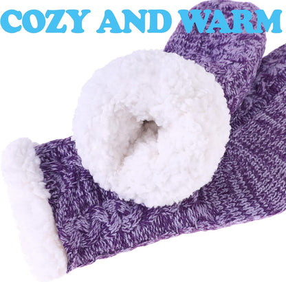 SDBING Women's Winter Super Soft Warm Cozy Fleece Lined Fuzzy Slipper Socks with Grippers