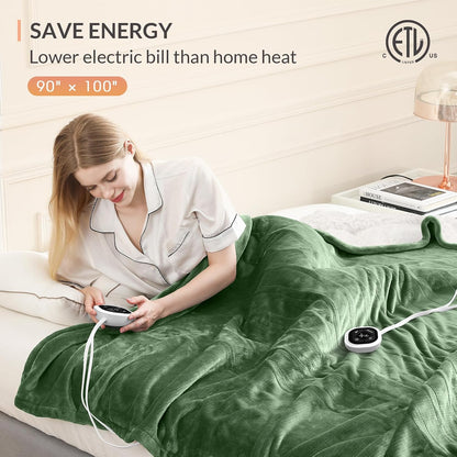 HOMLYNS LuxeHeat Heated Blanket Electric Blanket, Soft Flannel Sherpa Heated Throw, Heating Blanket with 5 Heat Settings, 3 hrs Timer Auto Shut Off (50x60 inches, Purple), Only for 120V Voltage Use
