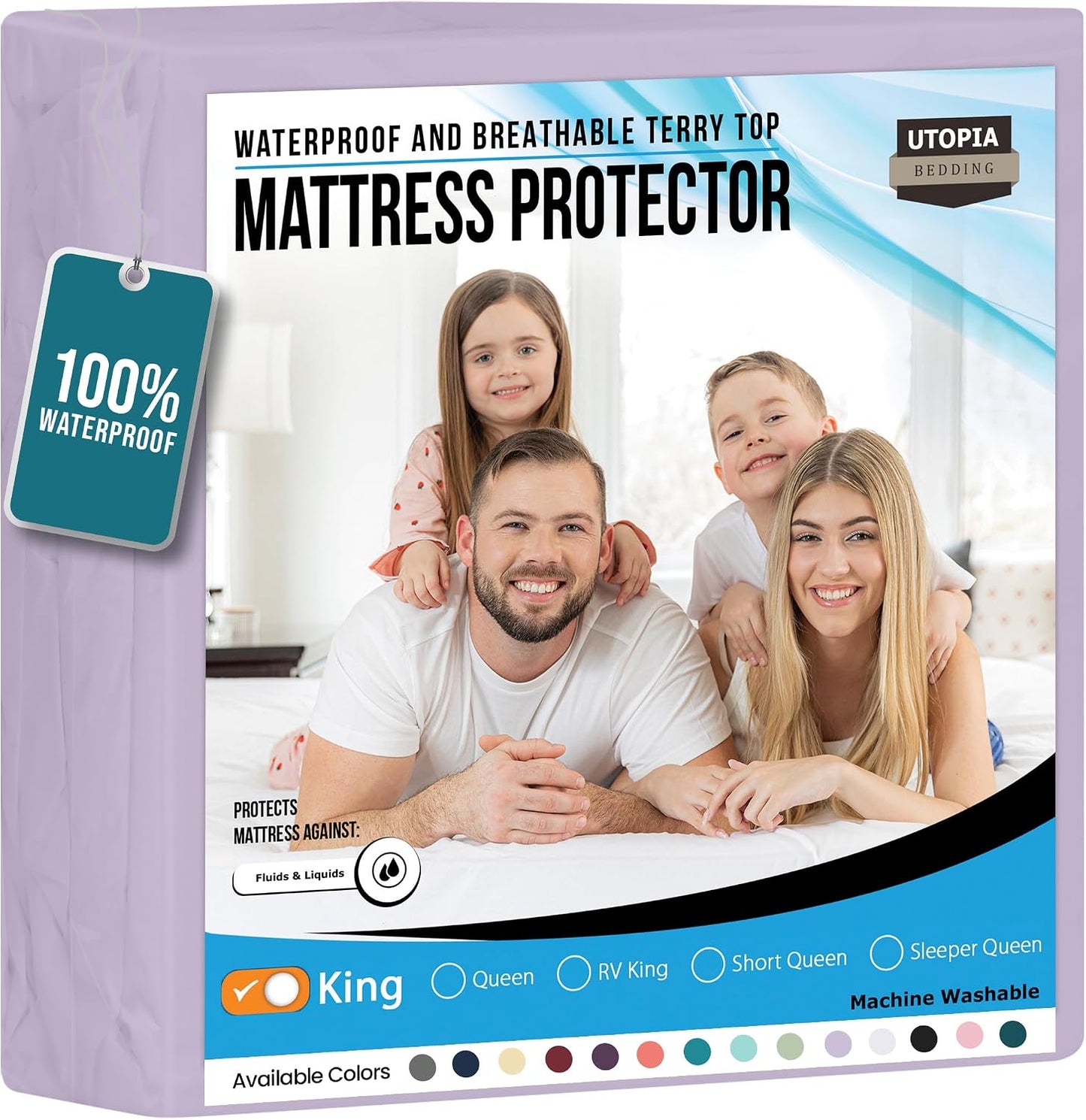 Queen Size Mattress Protector Waterproof, Premium 200 GSM Terry Mattress Cover, Soft & Breathable Bed Cover, Fitted Sheet Style Stretchable Deep Pockets 17" by Utopia Bedding (White)