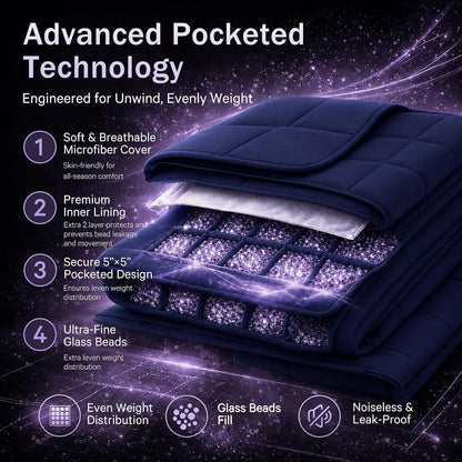 Weighted Lap Blanket for Adults 5lbs, 24"x29" Cooling Heavy Throw Blanket, Portable Travel Weighted Blankets, Soft Small Blankets Gift for Sleeping, Navy Blue