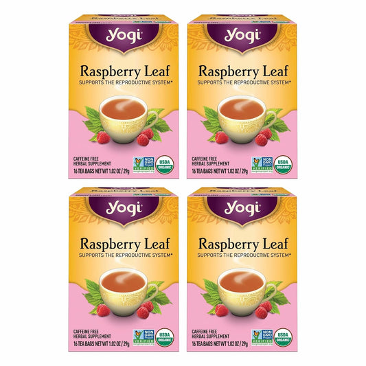 Yogi Raspberry Leaf Tea, 16 Tea Bags (4 Pack)