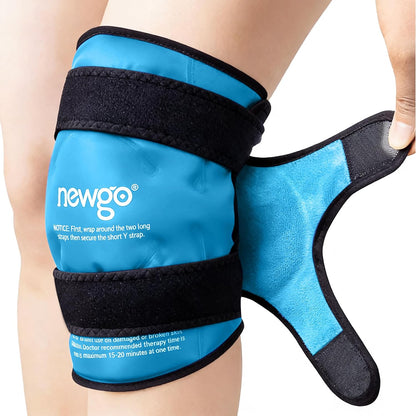 NEWGO Knee Ice Pack Wrap, Ice Pack for Knees Cold Compression Therapy for Knee Replacement Surgery, Arthritis Pain, ACL, Swelling, Sports Injuries (21.7" x 9.8") - Blue