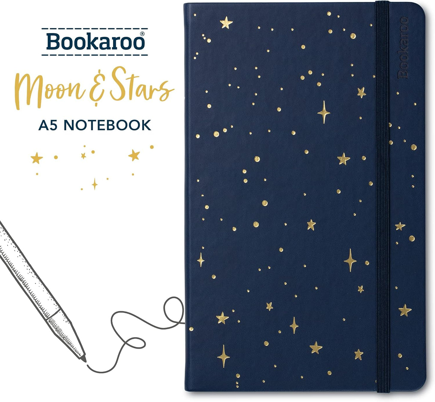 IF Compact Book Light - Moon & Stars, Dark Blue/Gold