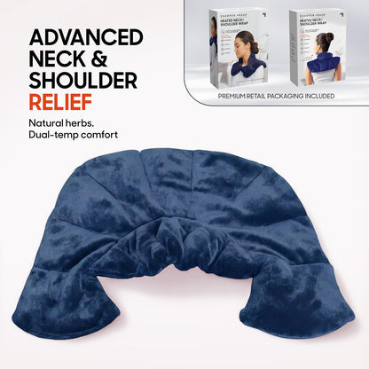 Sharper Image Heated Neck & Shoulder Wrap - Microwavable Warm & Cooling Plush Pad, Scented Aromatherapy (100% Natural Lavender & Herb Spa Blend), Pain Tension Headache Relief Therapy, Gift for Women