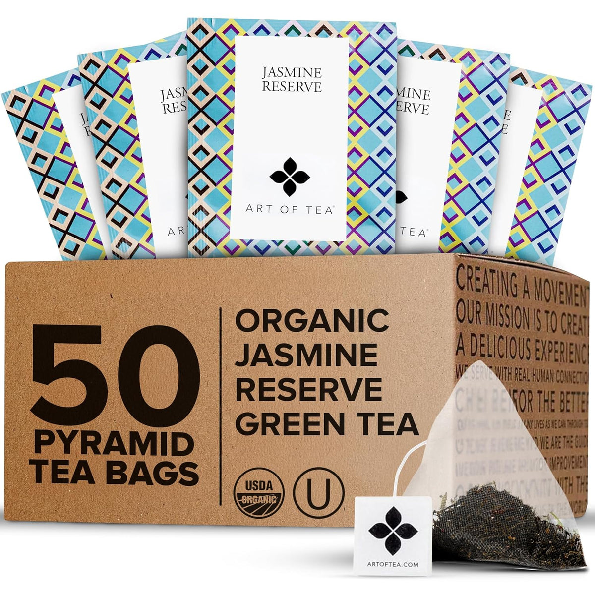 Art of Tea | Organic Jasmine Reserve (Jasmine Tea) | 50 Pyramid Tea Bag Sachets