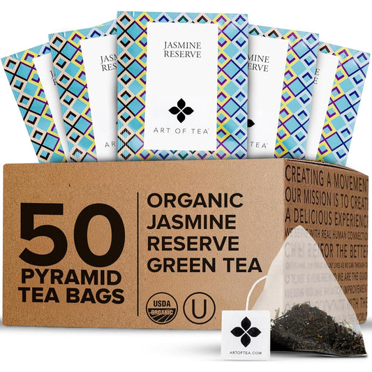 Art of Tea | Organic Jasmine Reserve (Jasmine Tea) | 50 Pyramid Tea Bag Sachets