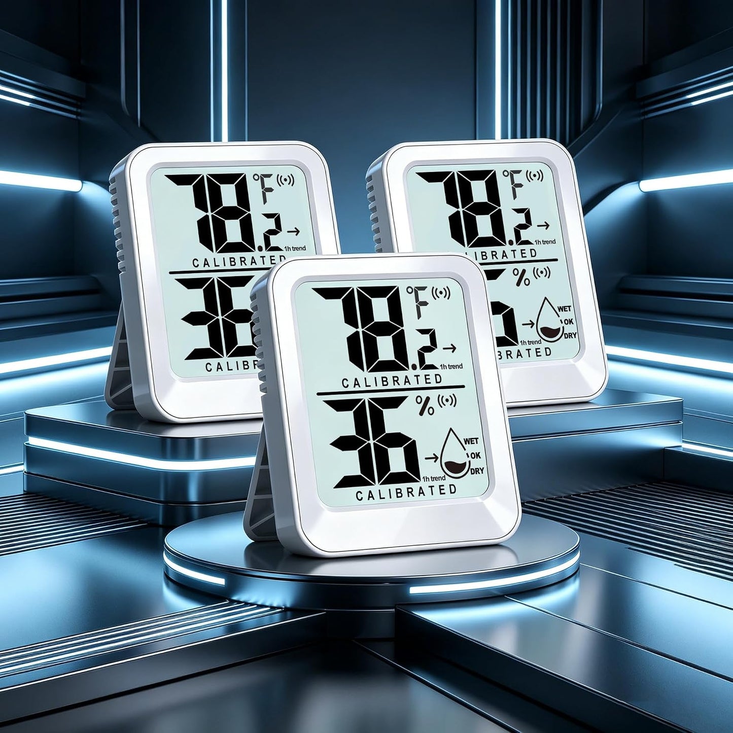 3 Pack Room Thermometer Indoor Hygrometer Digital Mini Humidity Meter Gauge with Temperature and Humidity Monitor Sensor for House, Pet, Plant, Incubator - Battery Included