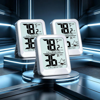 3 Pack Room Thermometer Indoor Hygrometer Digital Mini Humidity Meter Gauge with Temperature and Humidity Monitor Sensor for House, Pet, Plant, Incubator - Battery Included