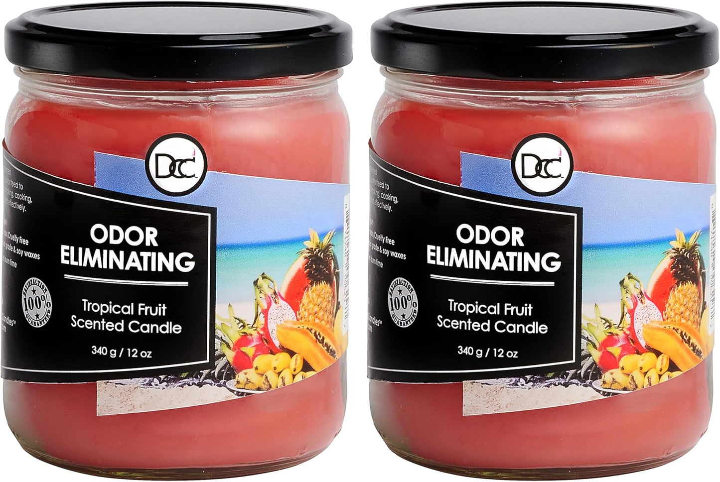 Vanilla Bean Odor Eliminating Highly Fragranced Candle - Eliminates 95% of Pet, Smoke, Food, and Other Smells Quickly - Up to 80 Hour Burn time - 12 Ounce Premium Soy Blend - Colors A