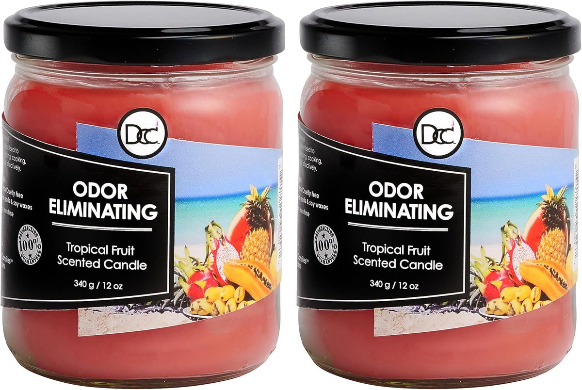 Vanilla Bean Odor Eliminating Highly Fragranced Candle - Eliminates 95% of Pet, Smoke, Food, and Other Smells Quickly - Up to 80 Hour Burn time - 12 Ounce Premium Soy Blend - Colors A