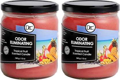 Vanilla Bean Odor Eliminating Highly Fragranced Candle - Eliminates 95% of Pet, Smoke, Food, and Other Smells Quickly - Up to 80 Hour Burn time - 12 Ounce Premium Soy Blend - Colors A