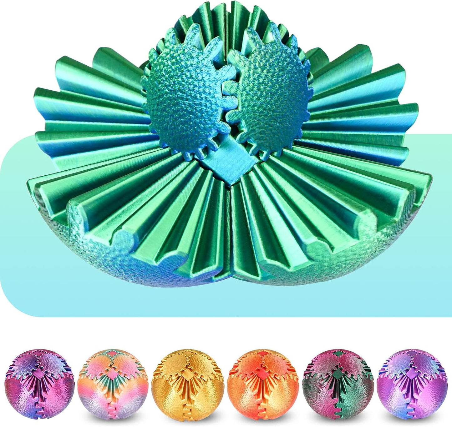 Gear Ball Fidget Toys Steampunk Gear Sphere Stress Relief for Kids Adults 3D Printed Unique Funny Birthday Gift for Christmas White Elephant Stocking Stuffer Easter (Ombre Purple, Dia. 2.5" )