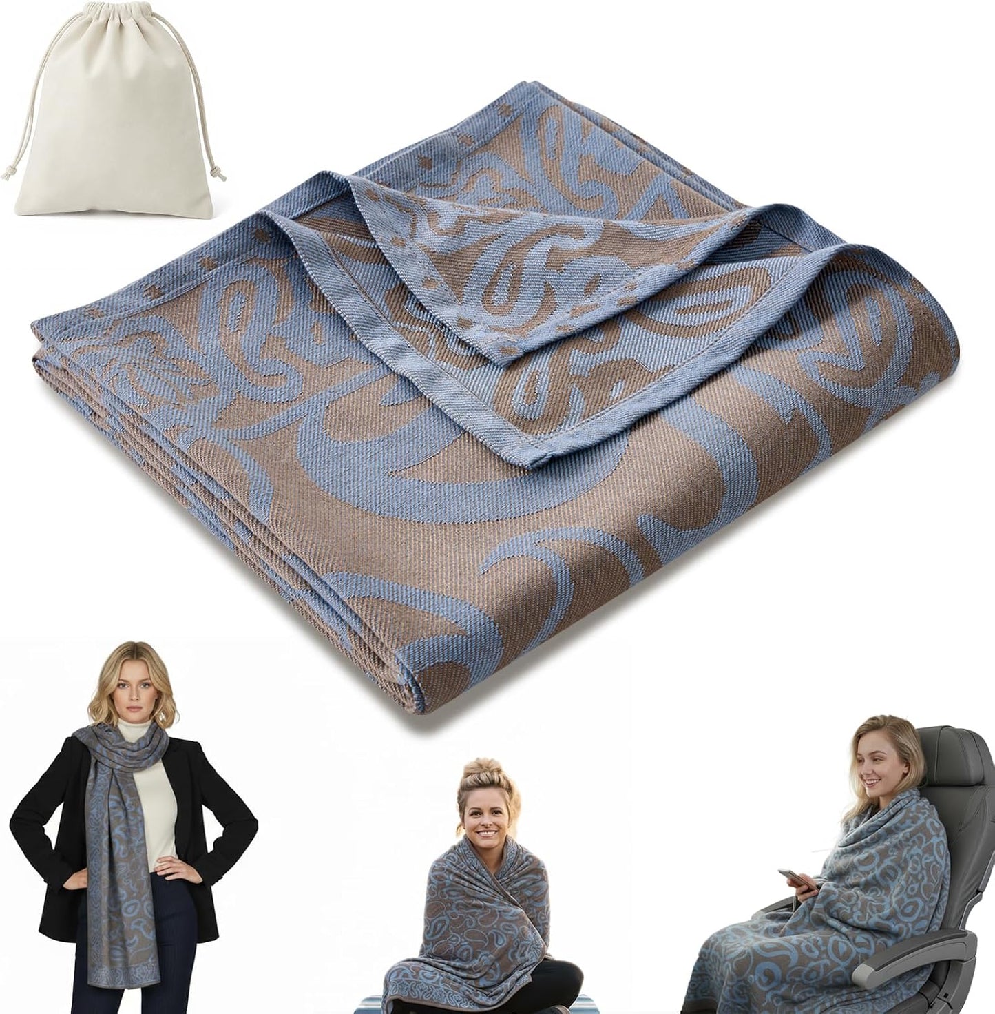 Travel Blanket Airplane - Ultra Soft & Lightweight Knit Design