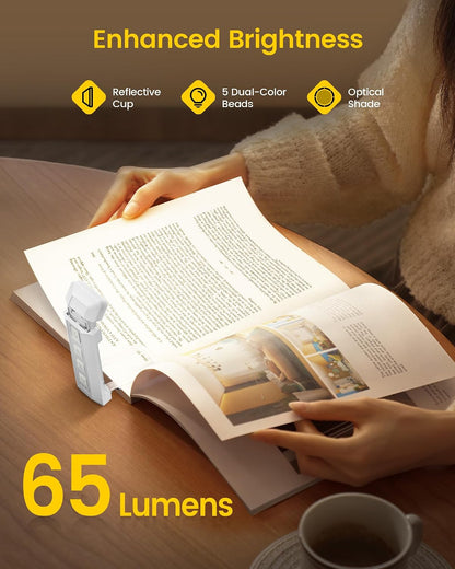 Glocusent Extendable Book Light, Full-Page USB Rechargeable Reading Light