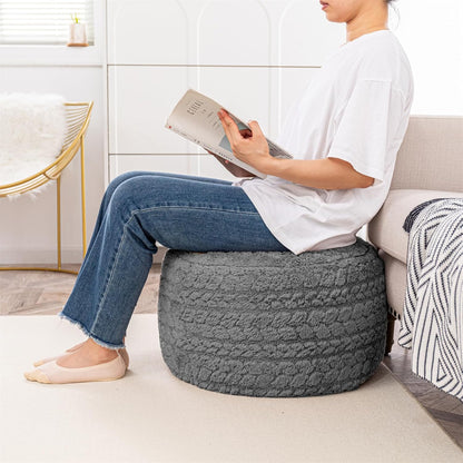 Round Pouf Ottoman 20 x 20 x 14 Inches Boho Poof Home Decor Floor Pouffe Ottoman Foot Rest for Couch Sofa Bean Bag Chairs Living Room Bedroom (Green)