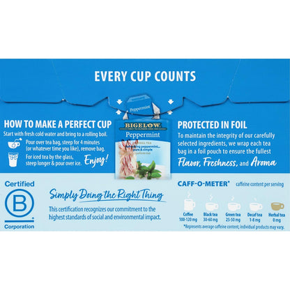 Bigelow Peppermint Caffeine Free Herbal Tea, 20 ct