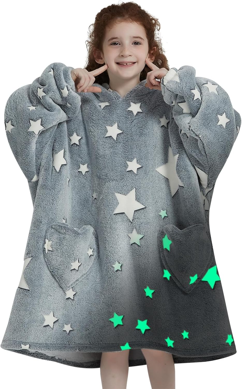 Fiosnow Glow in the Dark Unicorn Blanket Hoodies for Kids 6-13YR Oversize Wearable Blanket Hoodies for Boys Girls Teens