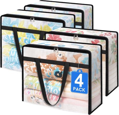 TasticTotes 6 Pack Clear Storage Bags for Comforter, Clothes & Bedding, 40L