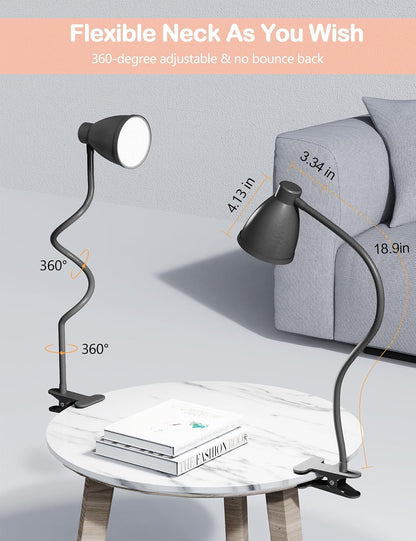 BOHON Desk Lamp with Clamp, Clip on Light, 5 Color 10 Brightness, Teal